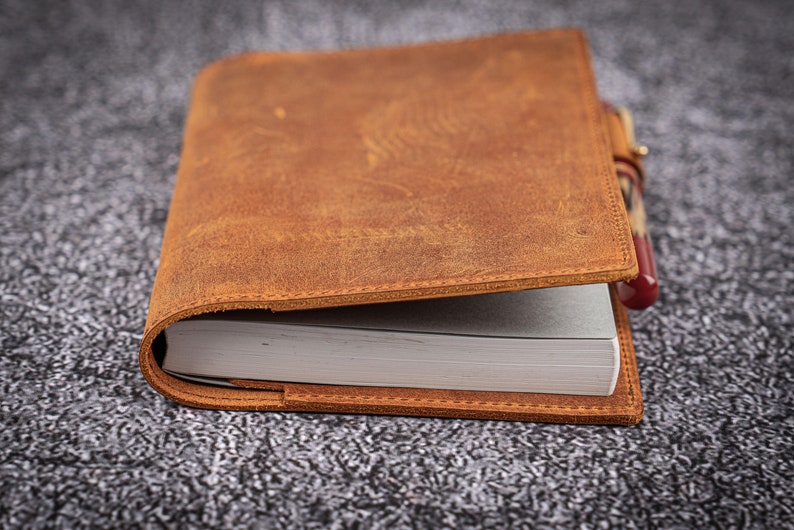 Crazy Horse Brown Leather Slim A6 Notebook Planner Cover