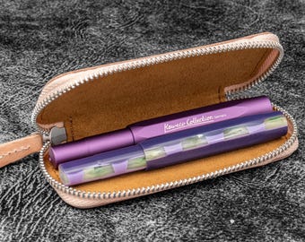 Custodia in pelle con cerniera per penna doppia Kaweco - Penna tascabile - Pelle non tinta
