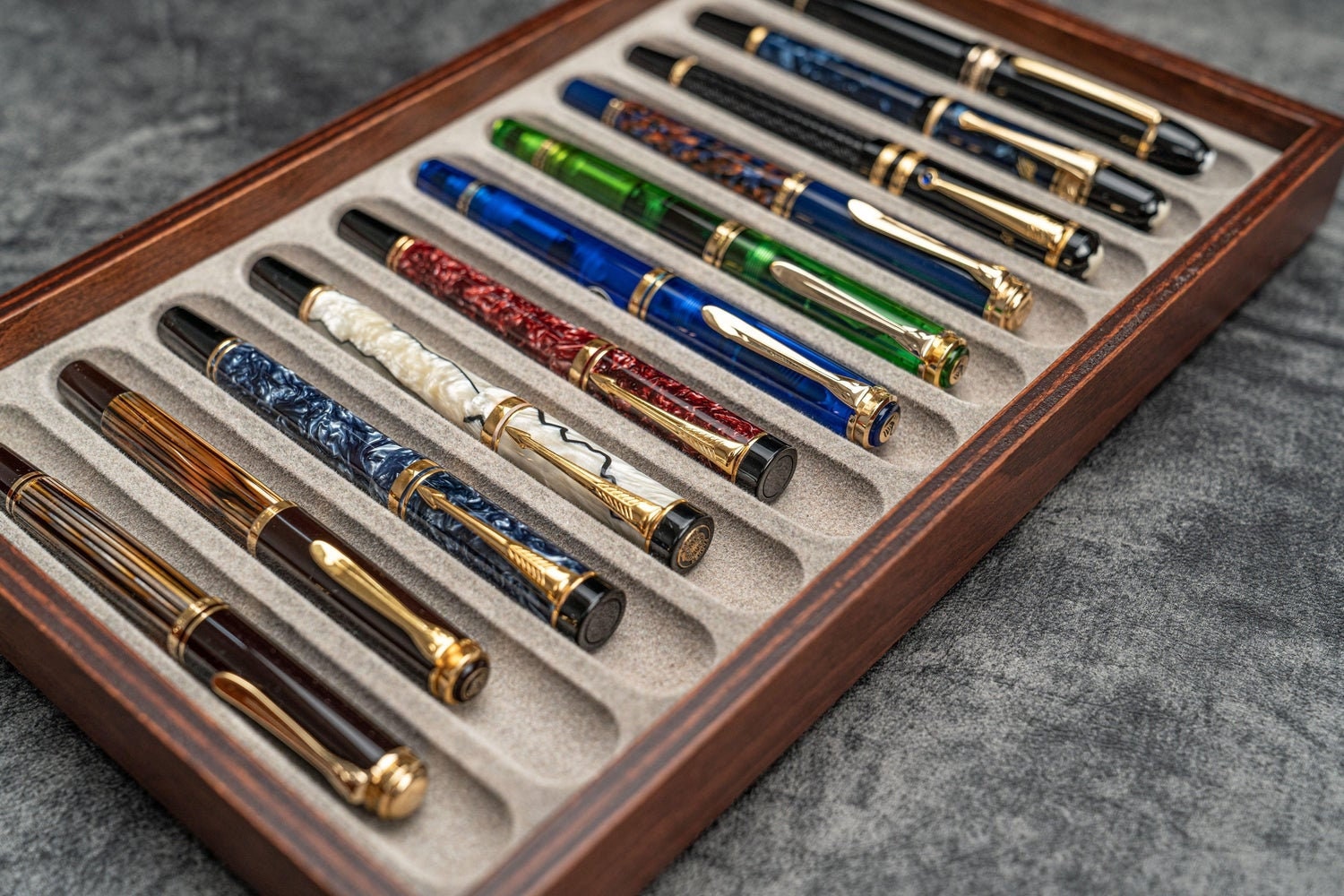 Stack & Store Wood Pen Display Box – Beech Wood Stackable Pen Tray