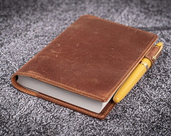 Leather Slim A6 Notebook / Planner Cover - Crazy Horse Tan