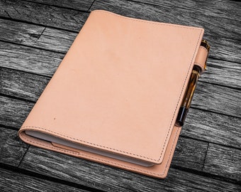 Leather Slim B6 Notebook / Planner Cover - Undyed Leather