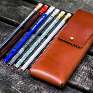 Het houtskoolleren etui voor Blackwing-potloden - bruin