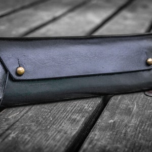 The Student Leather Pencil Case - Black, Cute Soft Leather Pen Pouch & Holder, Durable Pencil Storage for School Supplies, Ideal Gift for