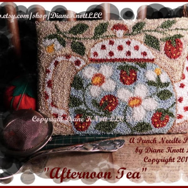 Afternoon Teapot Punch Needle Pattern Download by Diane Knott LLC