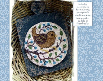 My Little Brown Wren Punchneedle Pattern Download by Diane Knott LLC