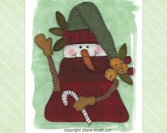 Mr. Jingles Snowman Wool Applique Pattern Download by Diane Knott LLC