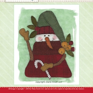 Mr. Jingles Snowman Wool Applique Pattern Download by Diane Knott LLC