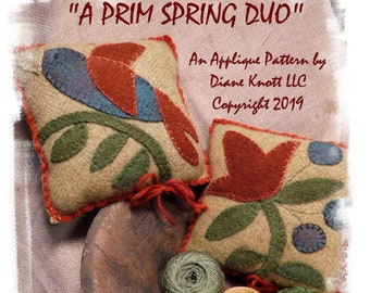 Primitive Spring Bowl Filler Pattern Download by Diane Knott LLC - Pincushions, Sachets, Place Setting Gifts for wool or cotton applique