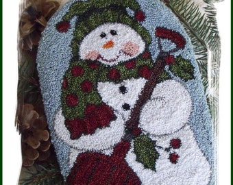 Snowman with Shovel Punch Needle Pattern Download by Diane Knott LLC