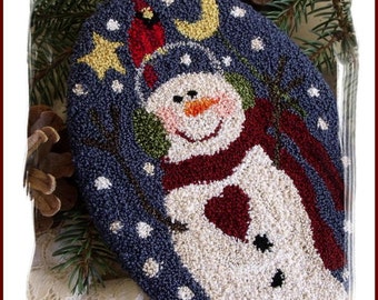 Snowman and Cardinal Punch Needle Pattern Download by Diane Knott LLC