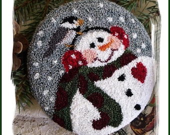 Chickadee and Snowman Punch Needle Pattern Download by Diane Knott LLC