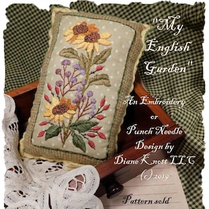 Embroidery OR Punch Needle Pattern Download by Diane Knott LLC - My English Garden- Instructions for both techniques are included