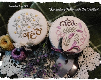 Lavender and Chamomile Tea Caddies Hand Embroidery Pattern Download by Diane Knott LLC