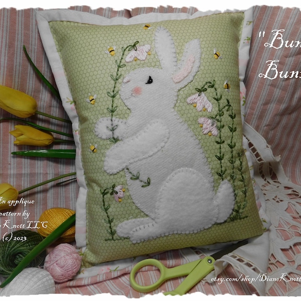 Bunny Applique and Embroidery Pattern Download by Diane Knott LLC