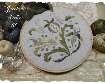 Jacobean Boho III Hand Embroidery Pattern Download by Diane Knott LLC - All EASY stitches