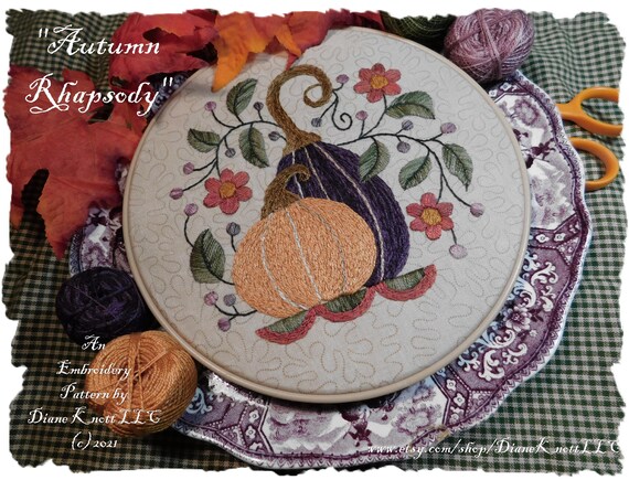 Autumn Still Life Embroidery Pattern Download by Diane Knott | Etsy