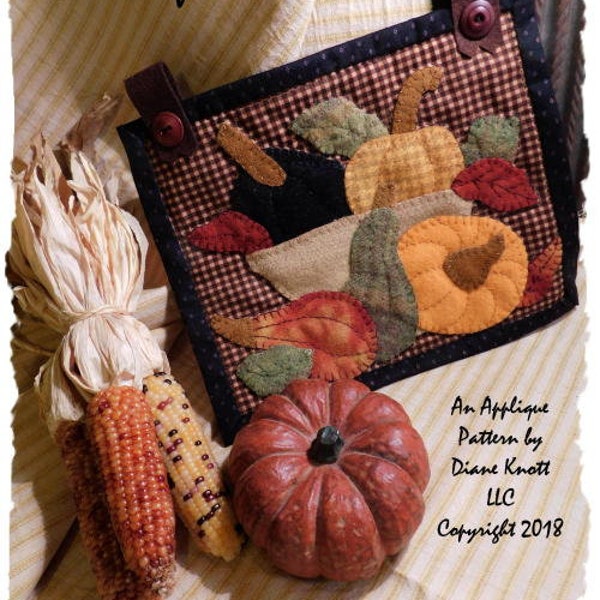 Bountiful Harvest Fall Applique Pattern Download by Diane Knott LLC - Easy to Advanced - Wool and Cotton Techniques