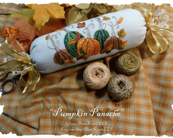 Pumpkin Panache Hand Embroidery Pattern: Autumn Needle Roll, Pincushion (PDF & JPG Download)