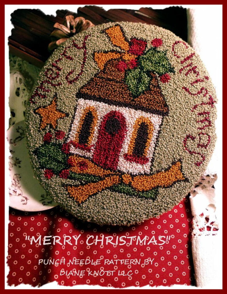Merry Christmas Punch Needle Cottage Pattern Download by Diane Etsy