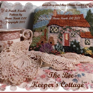 Bee Keeper's Cottage Punch Needle Instant Download Pattern by Diane Knott LLC