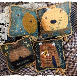 Bee Hive Wool Applique Bowl Fillers Pattern Download by Diane Knott LLC - Honey Bee Mine
