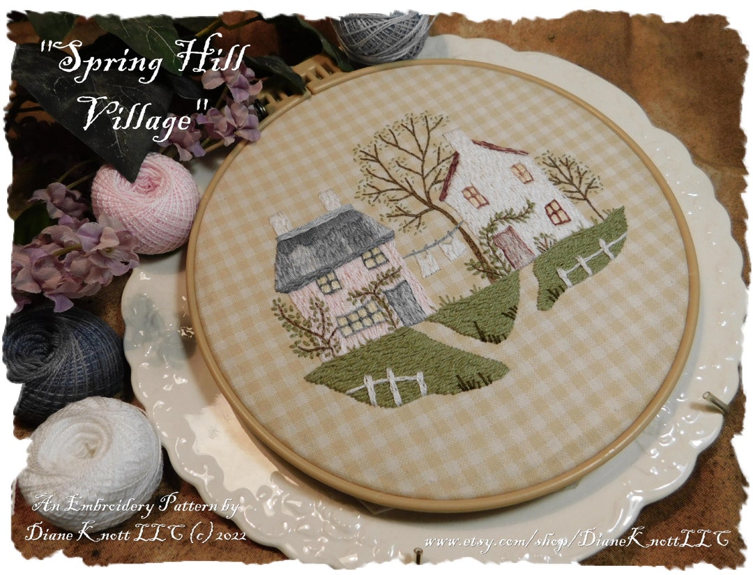 English Village Hand Embroidery Pattern Download by Diane Knott LLC ...