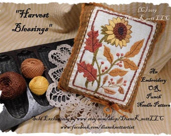 Scarica un modello di ricamo o punch Needle di Diane Knott LLC - Harvest Blessings - Sono incluse le istruzioni per entrambe le tecniche