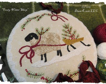Sheep Hand Embroidery Ornament Pattern Download by Diane Knott LLC - Complete Instructions Included