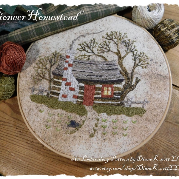 Log Cabin Hand Embroidery Pattern Etsy