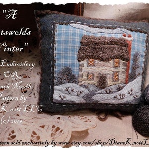 Winter Punch Needle OR Embroidery Pattern Download by Diane Knott LLC - A Cotswolds Winter - Instructions for both techniques included