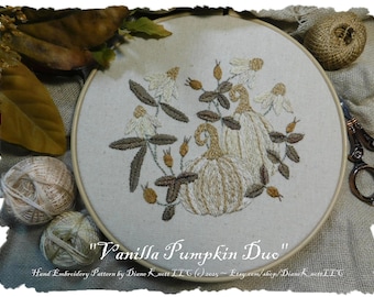 Vanilla Pumpkins Hand Embroidery Pattern Download by Diane Knott LLC - Easy stitches