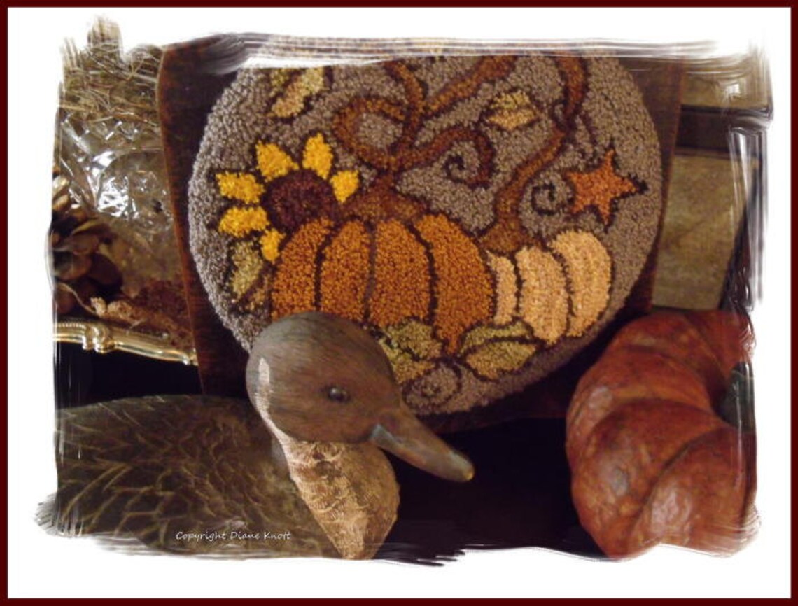 Golden Autumn Punch Needle Pattern Download by Diane Knott LLC Etsy