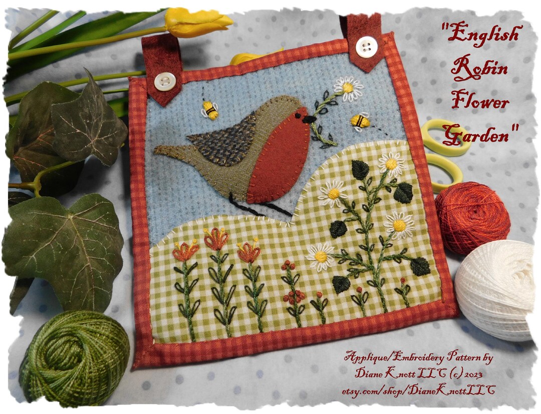 English Robin Wool Applique and Embroidery Pattern Download by Diane ...