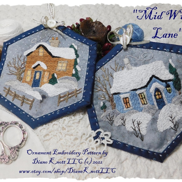 Embroidery Pattern Download by Diane Knott LLC - Both designs are included for mug rugs or ornaments