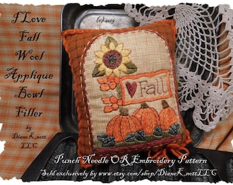 Punch Needle OR ricamo di Diane Knott LLC - Love Fall - Istruzioni per entrambe le tecniche incluse