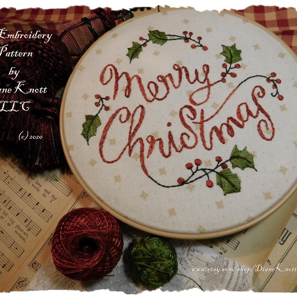 Merry Christmas Sampler Embroidery Pattern Download by Diane Knott LLC