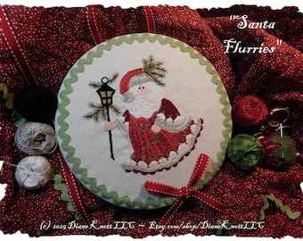 Santa Claus Hand Embroidery Pattern Download for Christmas Ornament by Diane Knott LLC