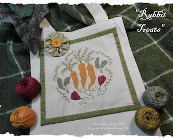 Downloadable Hand Embroidery Garden Design of Carrots and Radishes to be Sewn to Purchased Tote