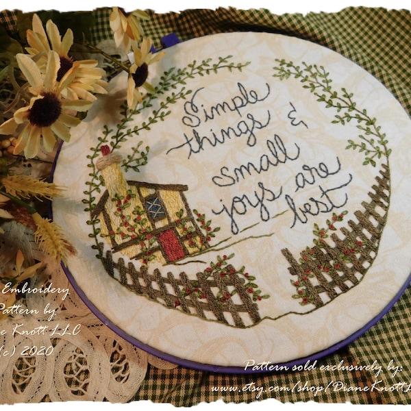 English Cottage Sampler Embroidery Pattern with Verse Download by Diane Knott LLC