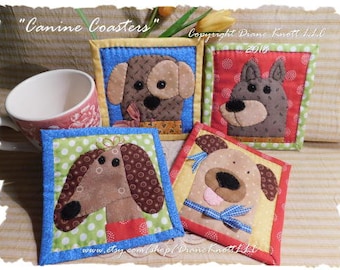 Dog Coaster Wool Applique Pattern Download: Canine Designs (PDF Download)