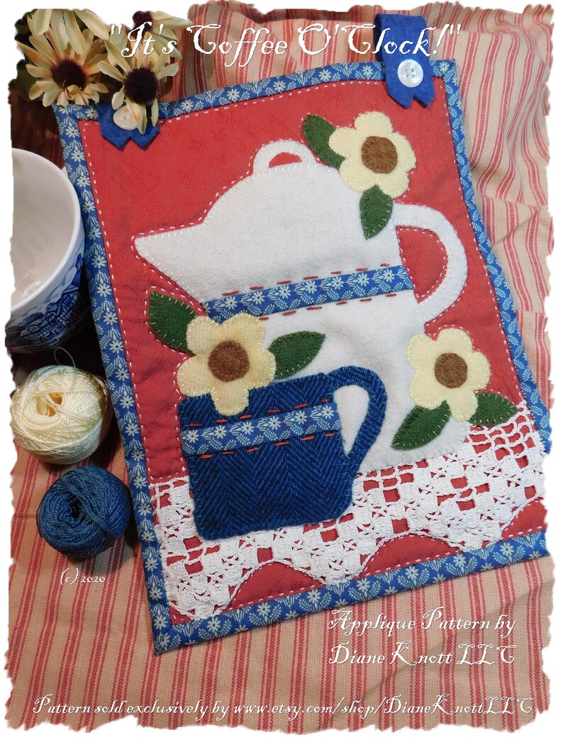 Applique Coffee Pot and Mug Epattern by Diane Knott LLC Etsy