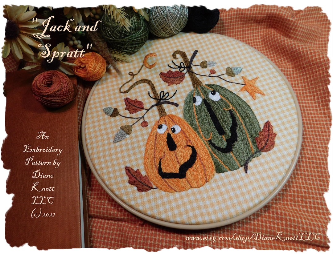 Jack O' Lantern Embroidery Pattern Download by Diane Knott LLC