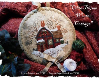 English Cottage Christmas/Winter Hand Embroidery Ornament Pattern Download by Diane Knott LLC