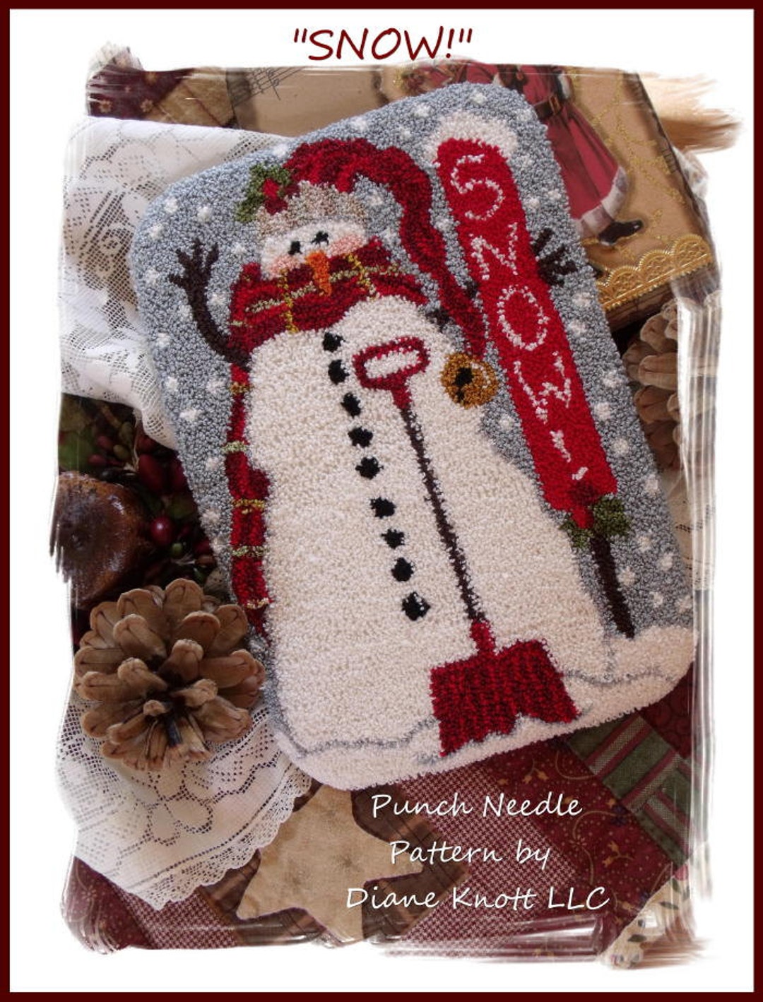 Snow Snowman With Shovel Punch Needle Pattern Download by Diane Knott