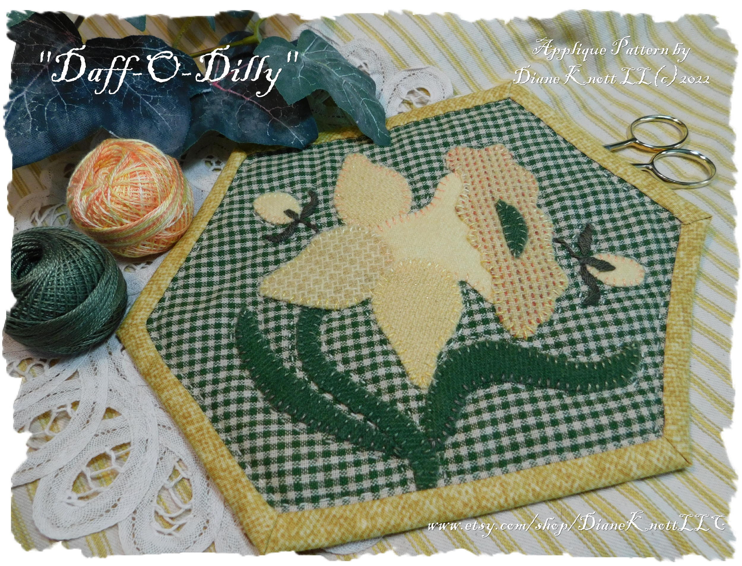 Daffodil Wool or Cotton Applique Pattern Download Etsy