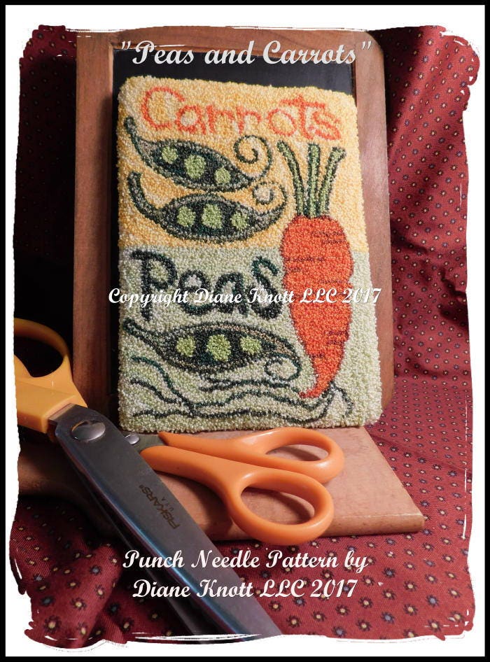 Peas and Carrots Punch Needle Pattern Download by Diane Knott Etsy