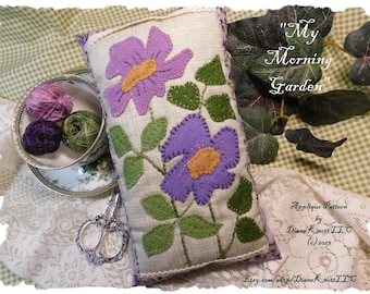 My Morning Garden Blumen Wolle Applikation Petite Pillow Muster Download von Diane Knott GmbH