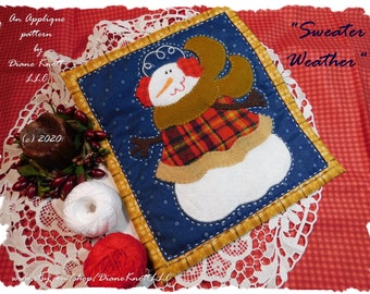 Snowman Applique Epattern by Diane Knott LLC - Suitable for wool, fusible cotton and needle-turn methods