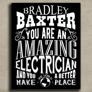 Amazing Electrician Tin Sign, Personalized Electrician Gift, Electrical Engineer Gift, Recognition Award Appreciation Custom Metal Sign 1161 image 1