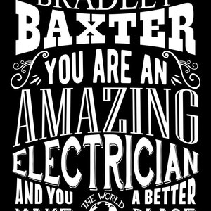 Amazing Electrician Tin Sign, Personalized Electrician Gift, Electrical Engineer Gift, Recognition Award Appreciation Custom Metal Sign 1161 image 2